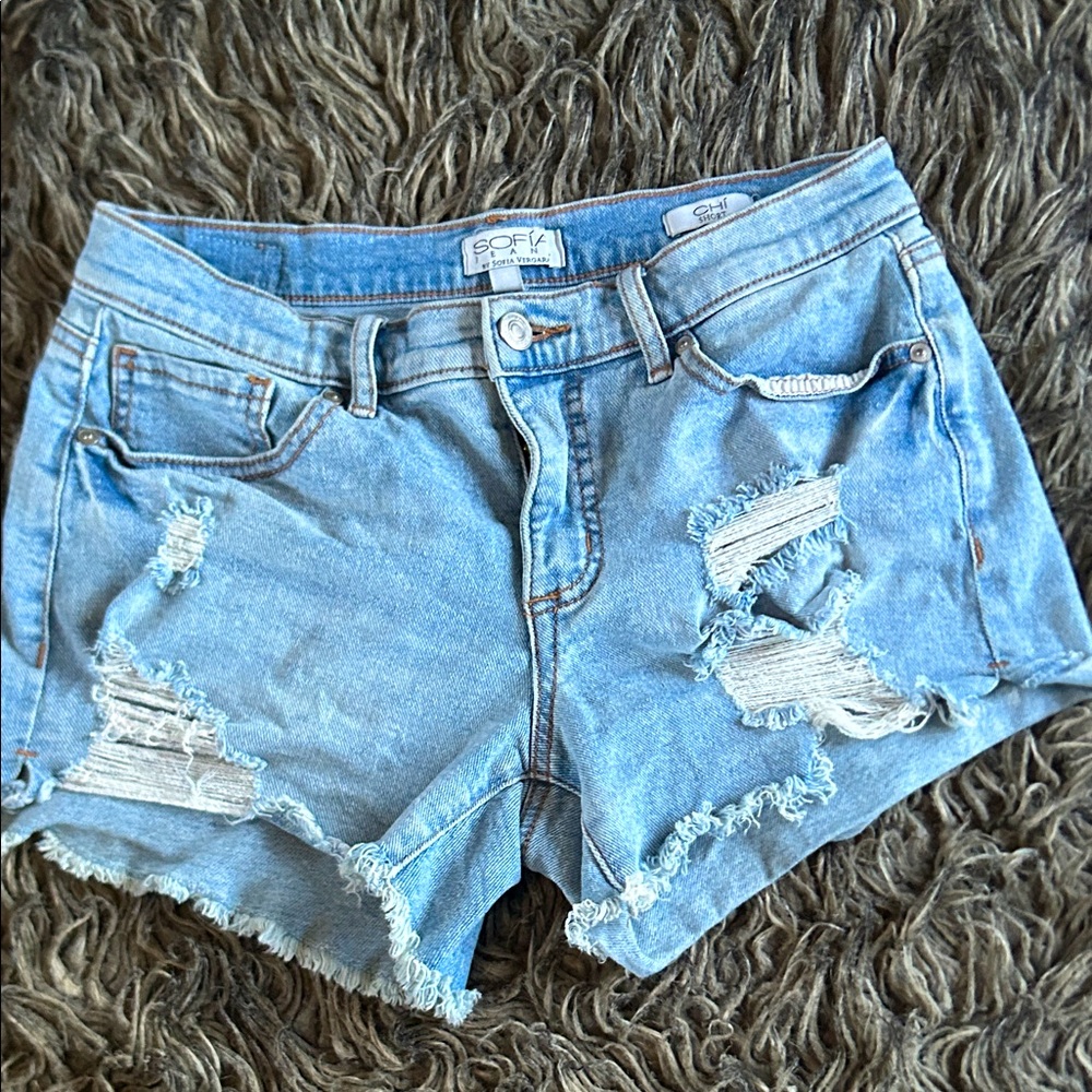 SO Light Blue Distressed Jean Shorts